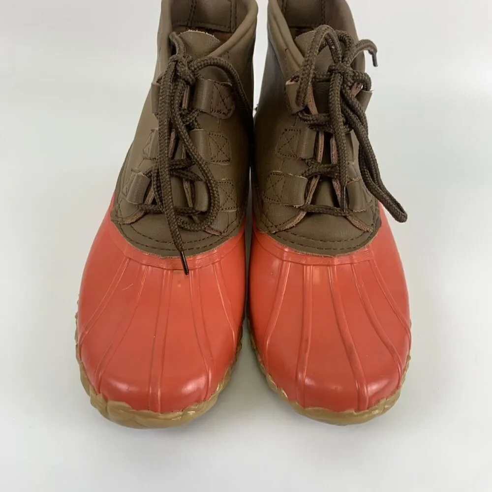 BOGO Chooka Low Duck Boot Tulip Brown Leather Lace Up Ankle Orange Waterproof 7‎